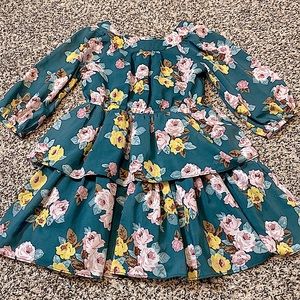 Janie & Jack tiered Skirt Floral Dress with Sleeves